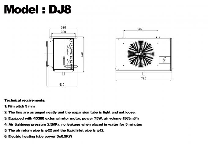 DJシリーズ DJ100 シングルユニットクーラー CE認証済み 冷蔵庫専用エアクーラー エバポレーター 天井エバポレーター 冷凍設備メーカー、冷凍工場、冷蔵保冷庫 1