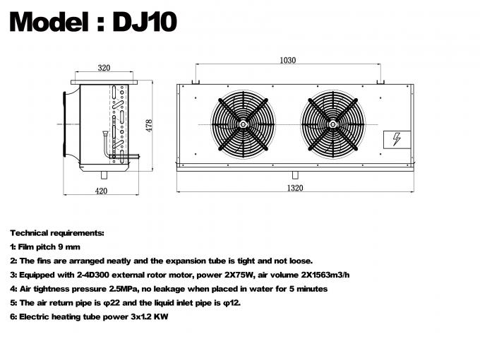 DJシリーズ DJ100 シングルユニットクーラー CE認証済み 冷蔵庫専用エアクーラー エバポレーター 天井エバポレーター 冷凍設備メーカー、冷凍工場、冷蔵保冷庫 2