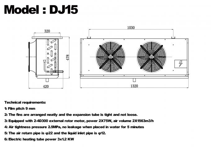 DJシリーズ DJ100 シングルユニットクーラー CE認証済み 冷蔵庫専用エアクーラー エバポレーター 天井エバポレーター 冷凍設備メーカー、冷凍工場、冷蔵保冷庫 3