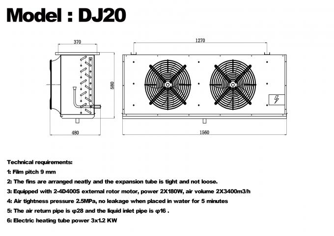 DJシリーズ DJ100 シングルユニットクーラー CE認証済み 冷蔵庫専用エアクーラー エバポレーター 天井エバポレーター 冷凍設備メーカー、冷凍工場、冷蔵保冷庫 4