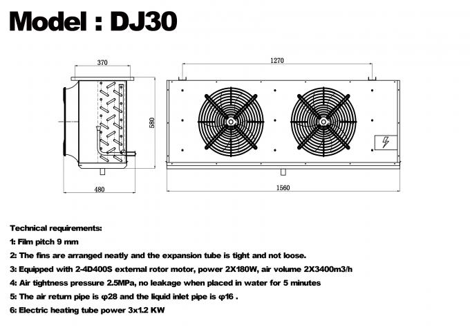 DJシリーズ DJ100 シングルユニットクーラー CE認証済み 冷蔵庫専用エアクーラー エバポレーター 天井エバポレーター 冷凍設備メーカー、冷凍工場、冷蔵保冷庫 5