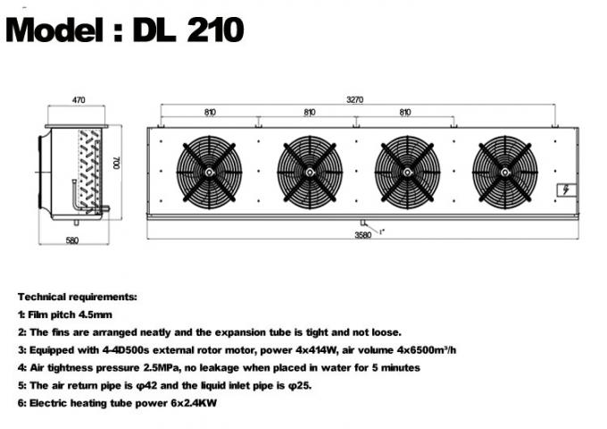 DLシリーズ DL22ユニットクーラー CE認証 オーダーメイドエアクーラー 3HP冷蔵庫蒸発器 天井蒸発器 倉庫冷蔵庫 冷蔵室 野菜冷蔵庫 10
