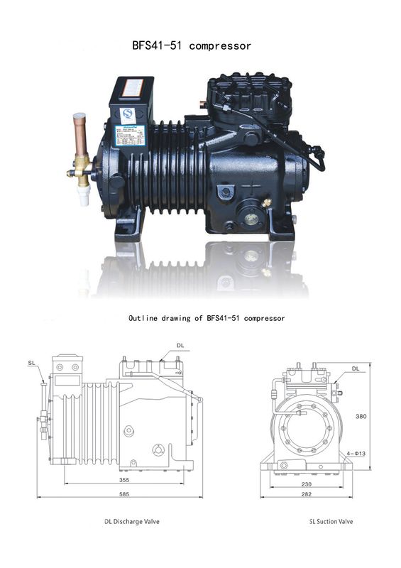 BFS51 信頼性のある冷室 半密封式圧縮機 凝縮装置 冷蔵庫 冷蔵装置 操作が簡単
