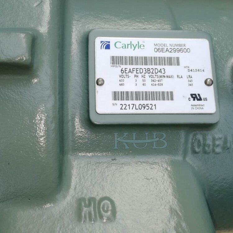 06ER4756A0 Brand New Carlyle Reciprocating Semi-Hermetic Compressor with R404A Refrigerant 400V 3PH 50Hz and 1 Year Warranty