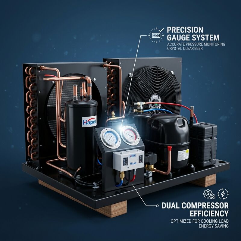 CE ISO 認定小型凝縮ユニット 2HP 密閉スクロール R134a R404A 欧州市場準拠の冷蔵室冷凍庫